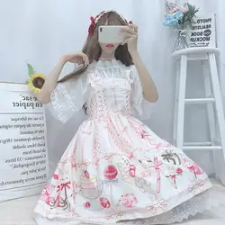 Giapponese Dolce JSK Lolita Delle Donne del Vestito Sveglio di Estate Sorella Morbido Del Fumetto di Stampa Ragazze Kawaii Lolita Cosplay Della Principessa del Vestito Della Bretella