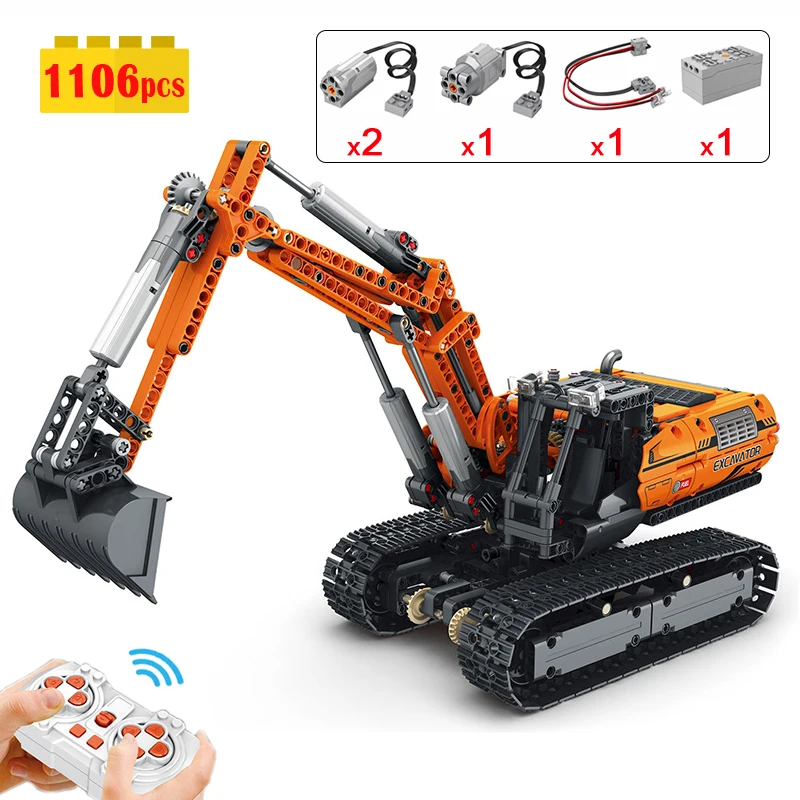 

New City High Tech RC Excavator Building Blocks Model Assembling MOC Technical Engineering Vehicle Bricks Children's Toys Gift