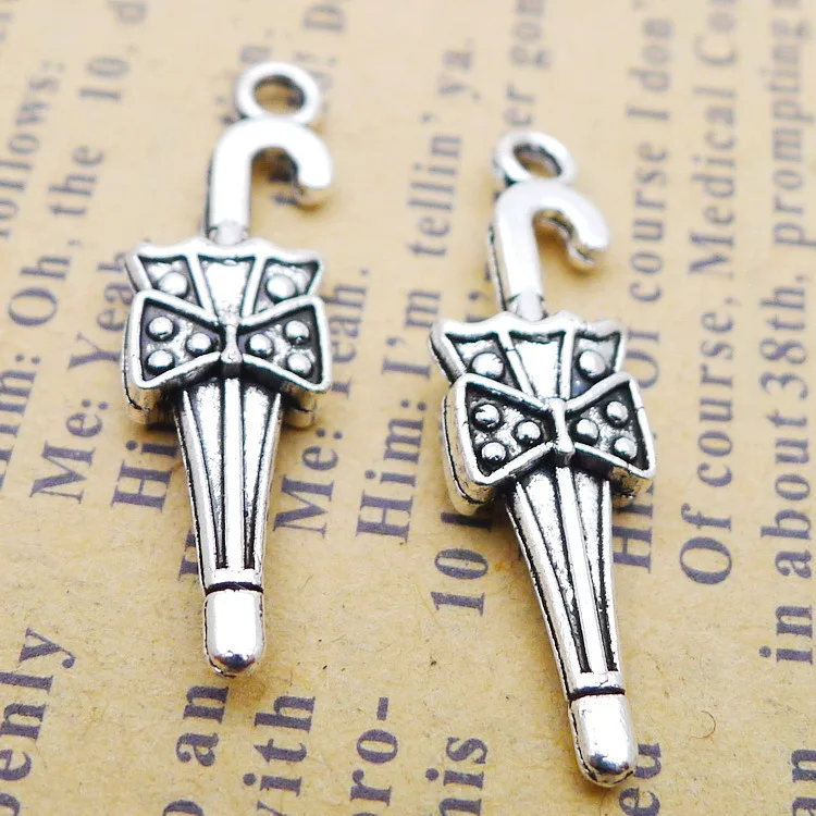 20 PCS/Lot 8mm*27mm Sword Pendant Antique Silver Color Umbrella Charms For DIY Jewelry Making DIY Handmade Craft