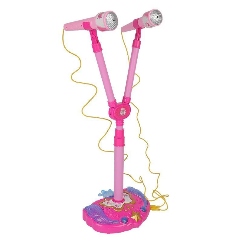 Children Dual Microphone Adjustable Karaoke Singing Machine Musical Instruments Toy Children Educational Loudspeaker Toys Gifts