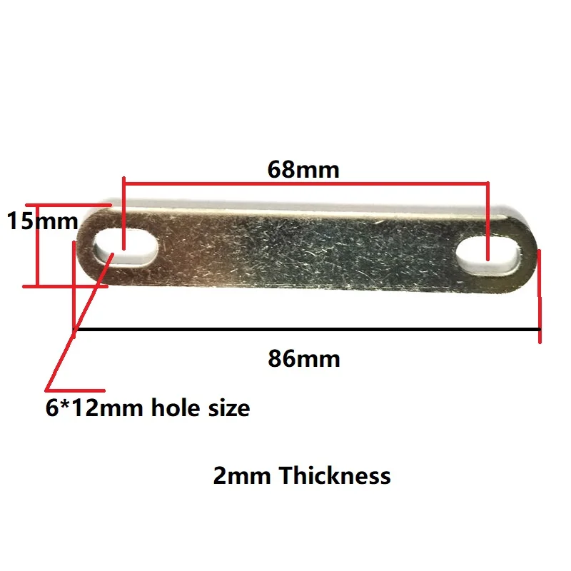 2mm Thickness Battery Busbar Connector 6*12mm Hole Size 68mm Pitch Battery Cell Posts Straps Contacts Tabs Connecting Piece