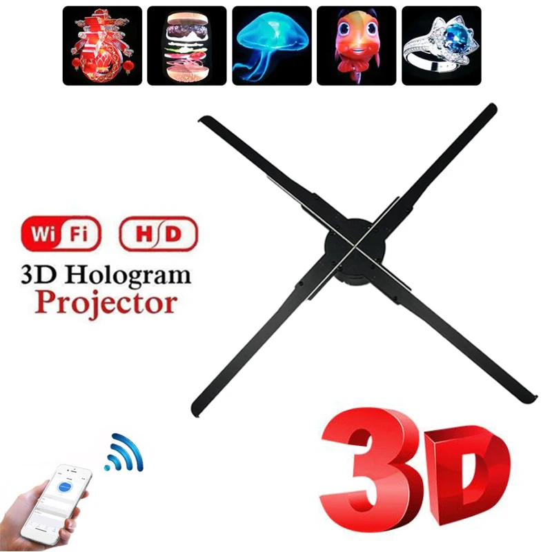 56cm Hologram 3D projector Phone WiFi 3d hologram Fan display Holographic Imaging lamp 3d Display Advertising logo Light