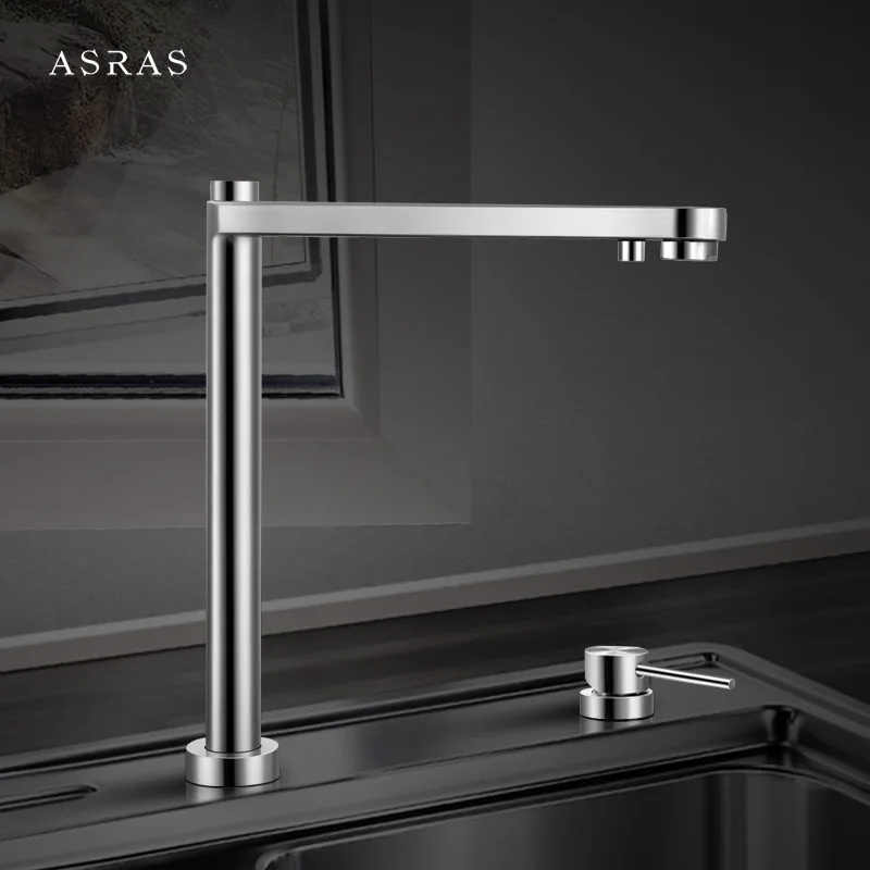 Asras 3060 Intelligent Lifting Kitchen Faucet Stainless Steel Rotating Sink Tap Hot And Cold Purification Multi-function Mixer