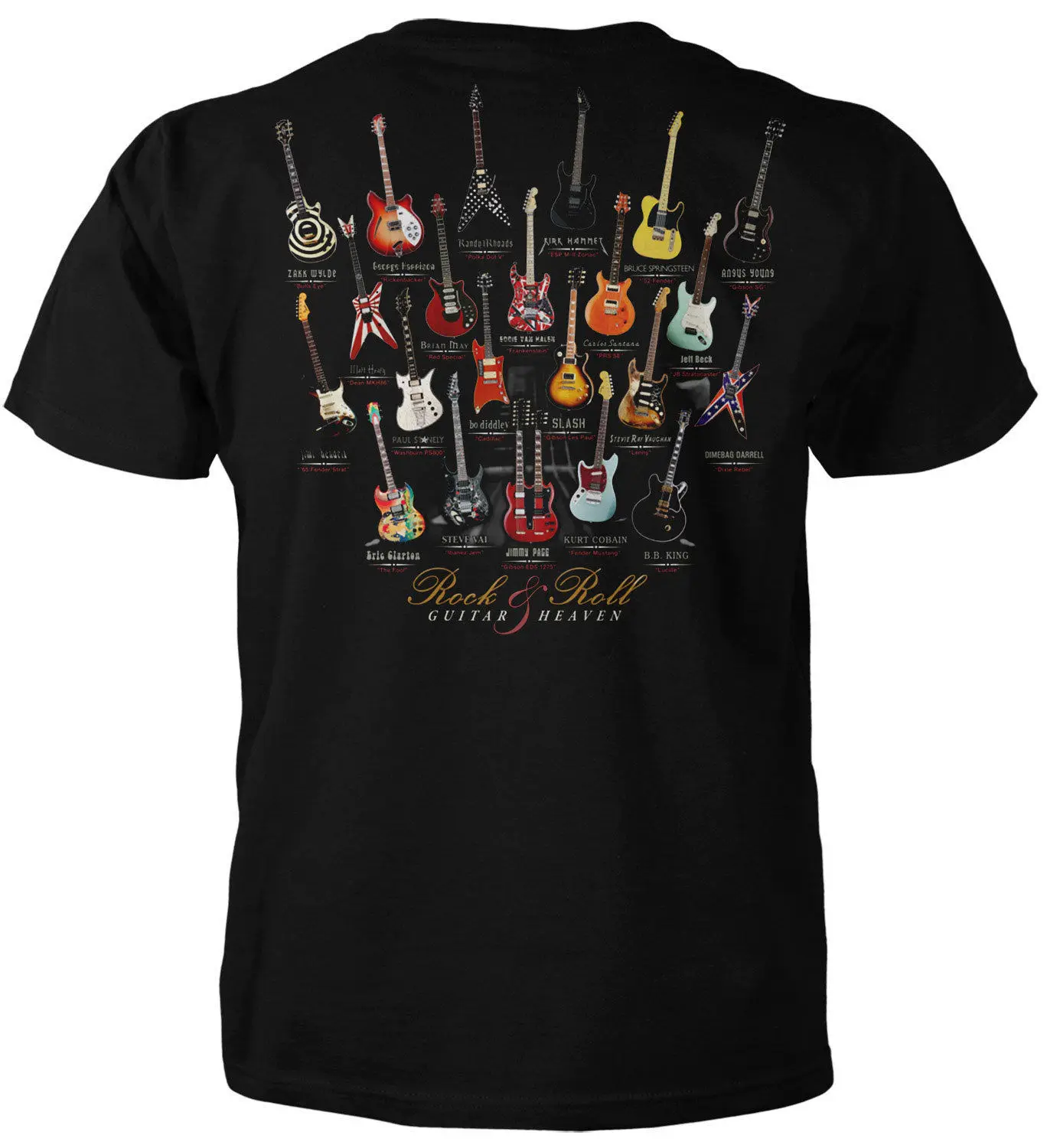 Rock & Roll Guitar Heaven T-shirt -Slash BB King Angus Young Steve Vai Paul Stna