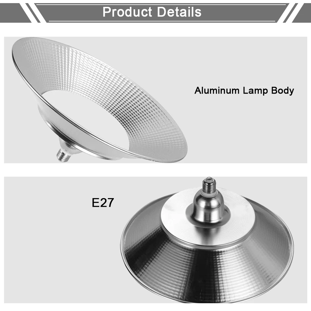 Lámpara LED E27 de 50w, 80w, 100W para minería, luces de inundación industriales, almacén, taller, centro comercial, iluminación de fábrica