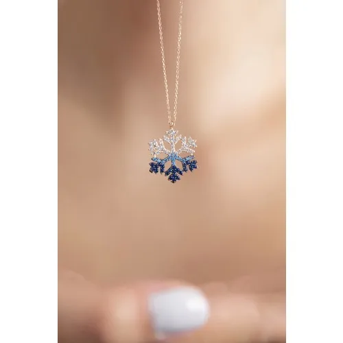 Elika Silver Snowflake Pendant 925 Sterling Silver Necklace Elegant Fashion Showy Exquisite