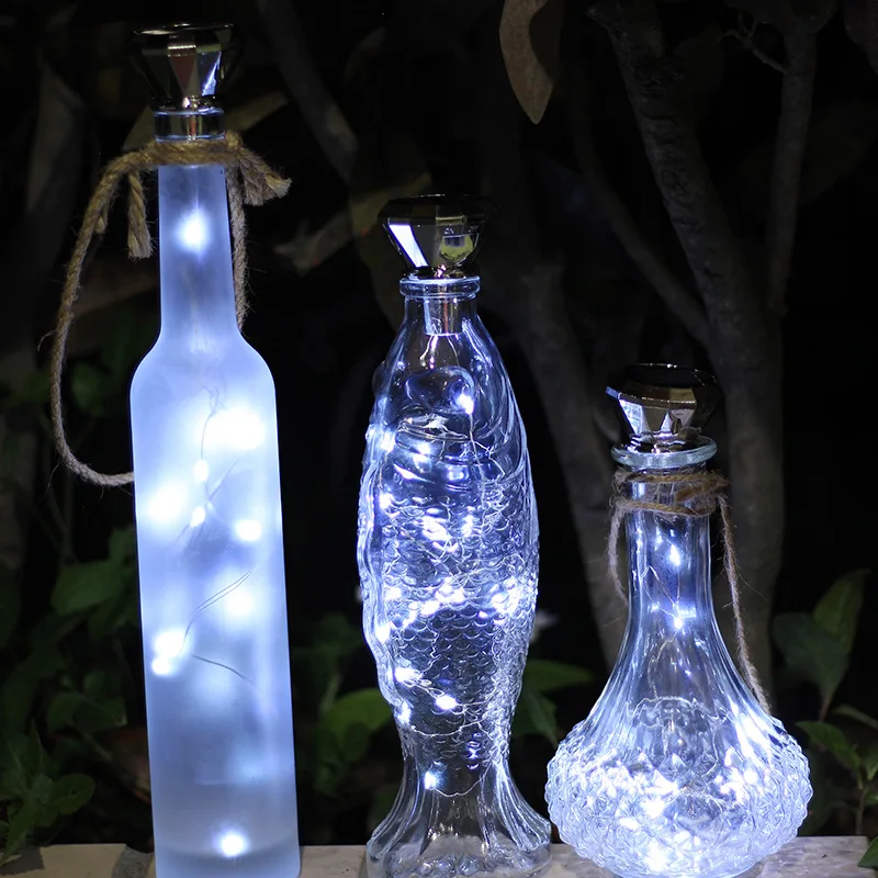 8 Buah Lampu Botol Anggur Surya 20 LED Lampu Tali Gabus Surya Lampu Tembaga Lampu Peri untuk Liburan Pesta Natal Dekorasi Pernikahan