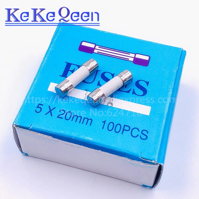 100pcs Ceramic Fuse 5*20mm Slow Blow Fuse T0.5A T500MA T1A T2A T3A T3.15A T4A T5A T6.3A T8A T10A T15A T20A 250V 5mm*20mm T8AL250