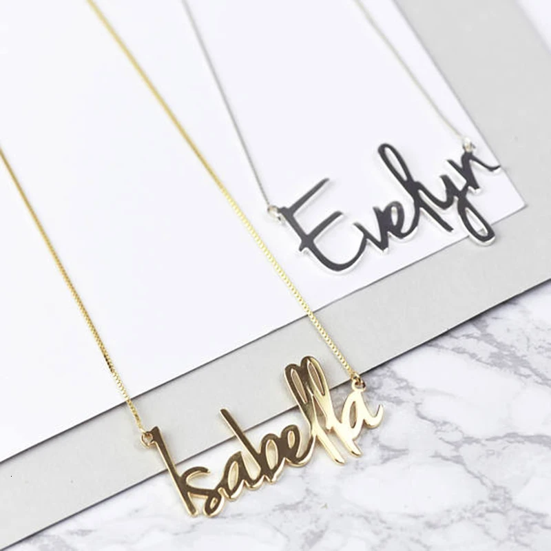 Fashion Personalized Carrie Style Letter Pendant Necklaces For Women Custom Any Name Box Chain Choker Charm Jewelry Couple Gift