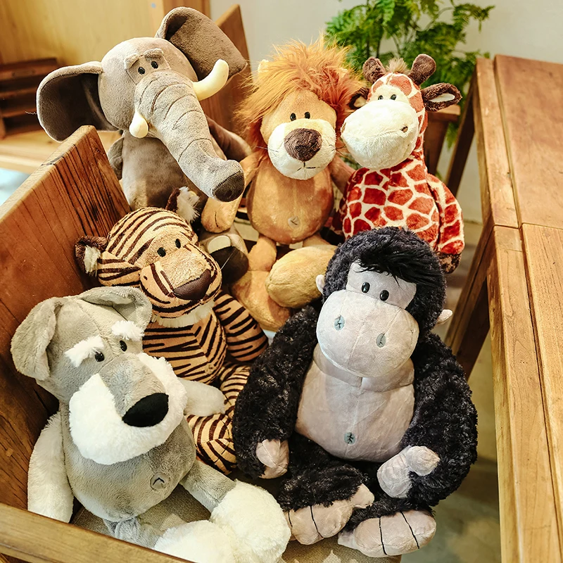 mooie cartoon dieren knuffel jungle dier leeuw giraffe olifant tijger zachte pop kerstcadeau b2600