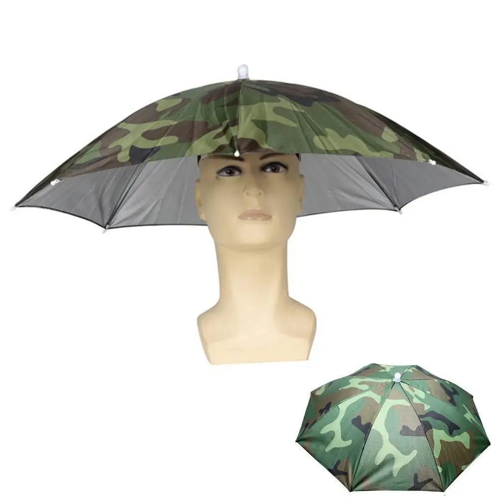 Portable Rain Umbrella Hat Foldable Outdoor Pesca Sun Shade Waterproof Camping Fishing Headwear Beach Head Hats Accessory