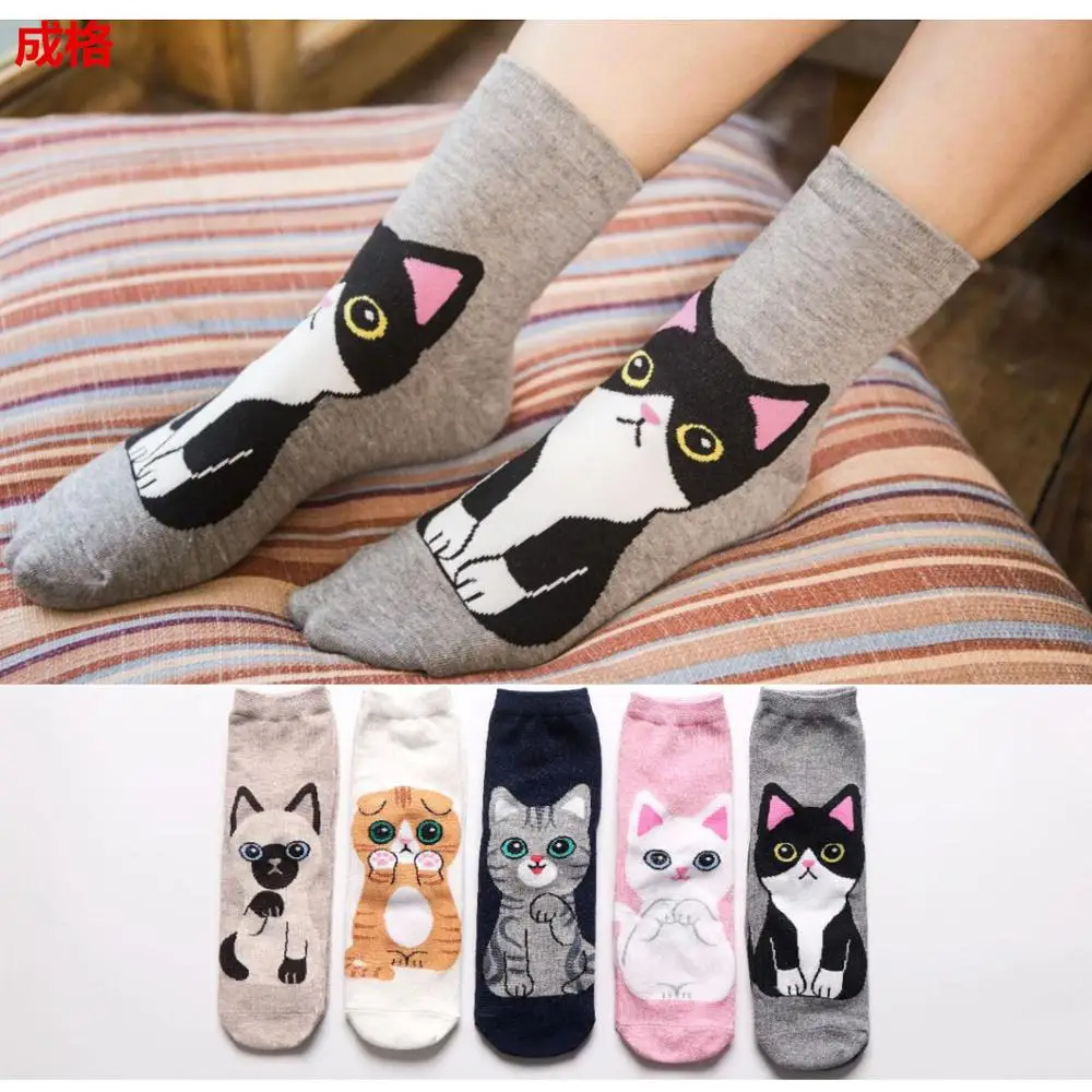

10 pairs Female socks summer spring long student socks Japanese trend women fashion Korean socks sweet cute cartoon cat socks