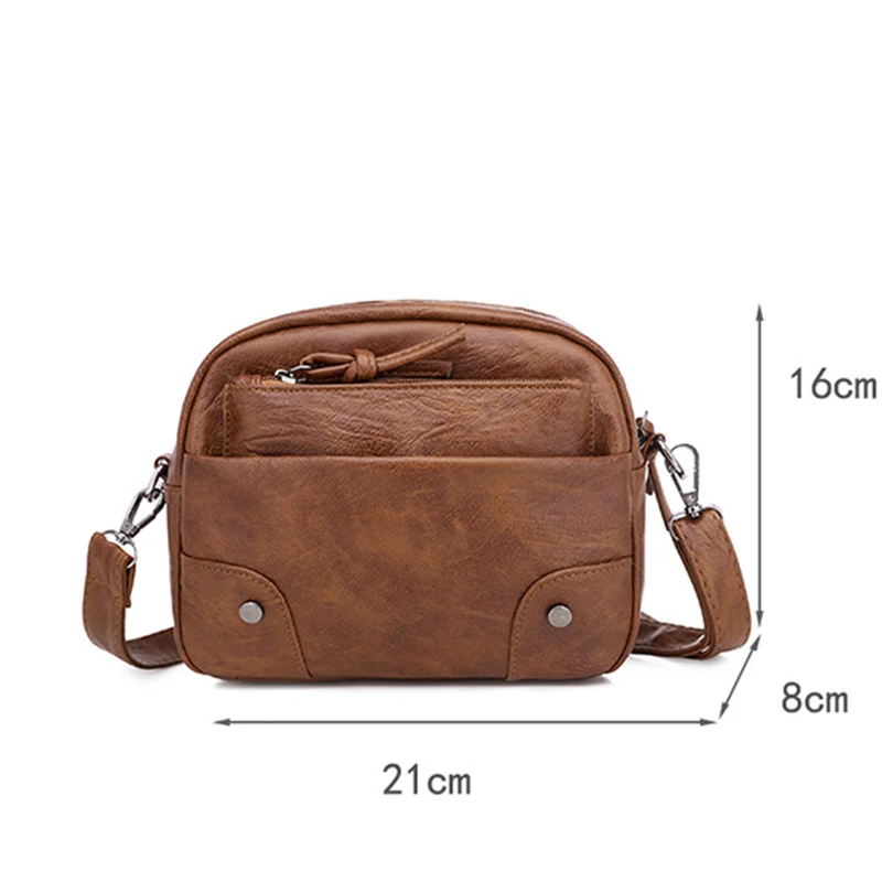 Kobiety w stylu Vintage na ramię torby na pasek ze skóry Pu mała torba typu Crossbody torebka damska podróżna z wieloma kieszeniami torby