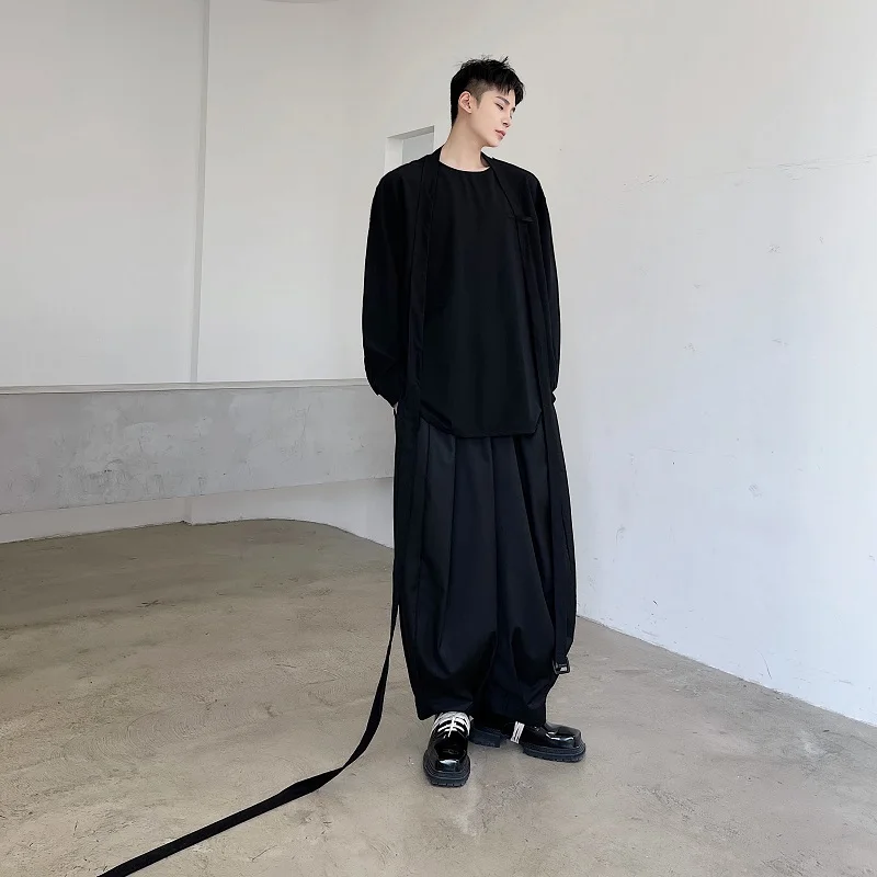 Japan Harajuku Streetwear Loose Casual Wide Leg Kimono Trousers Man Korean Style Vintage Harem Pants Male Stage Clothing