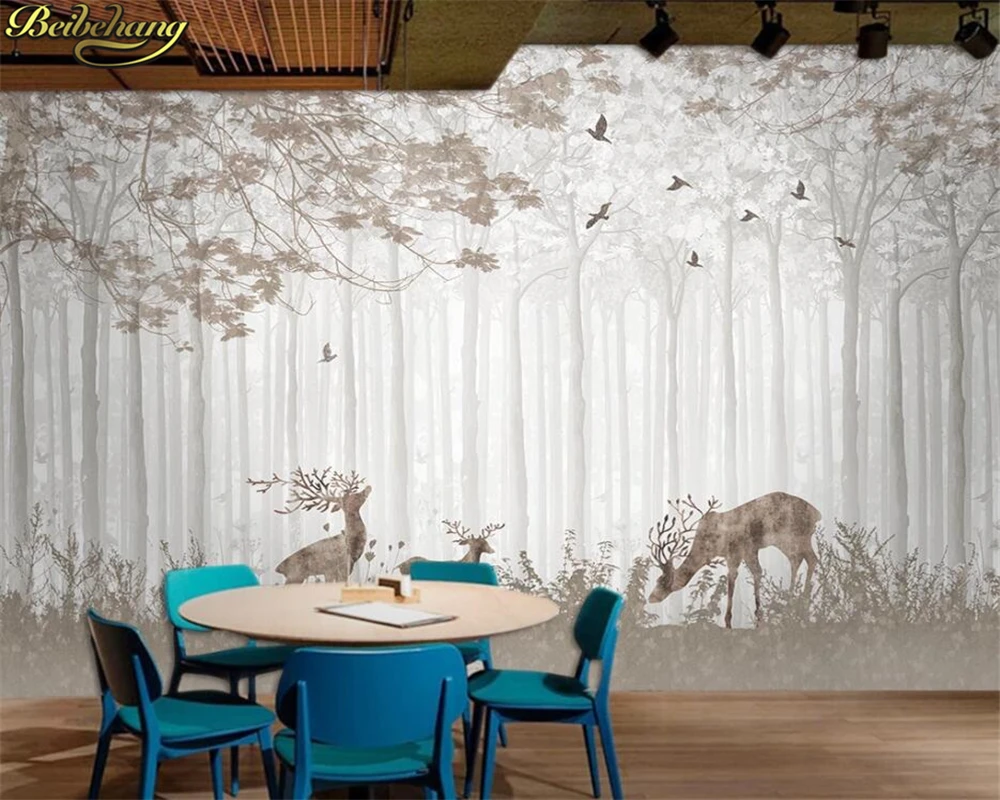 

beibehang Custom 3d wallpaper mural hand painted wood deer background wall papers home decor papel de parede 3d wallpaper