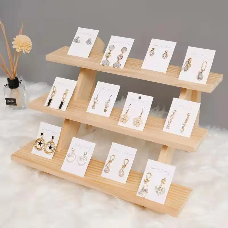 Boho organisateur de bijoux en bois naturel boucles d'oreilles bague DIY bijoux présentoir support de rangement boîte en bois Base magasin décor cadeaux