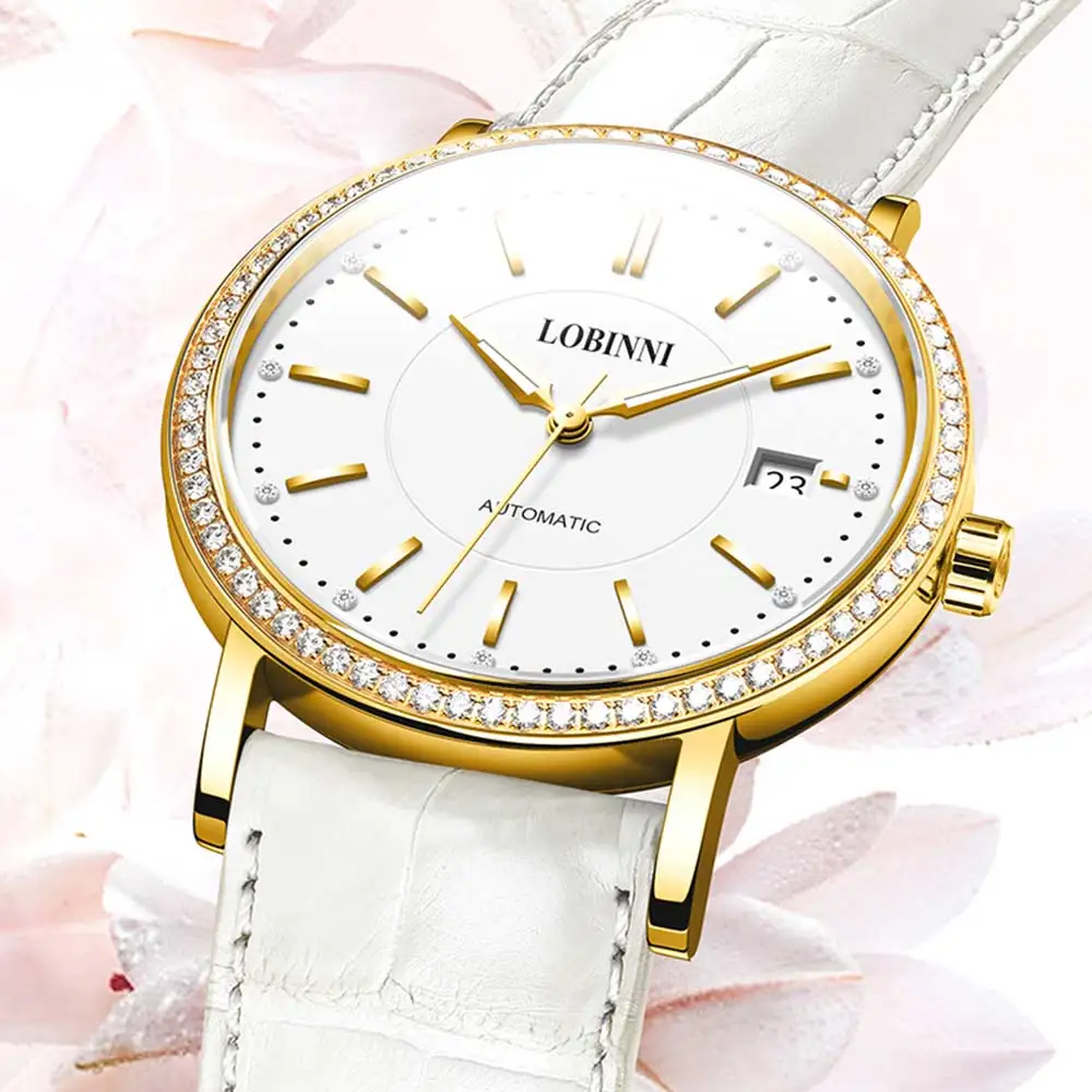 Switzerland Lobinni Luxury Brand Ladies Wrist Watch Fashion Seagull Mechanical Watches For Women Automatic reloj mujer Top Sale