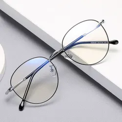 Simple Fashion New Arrival Metal Frame Glasses Full Rim Round Spectacles Men and Women Style with Spring Hinges