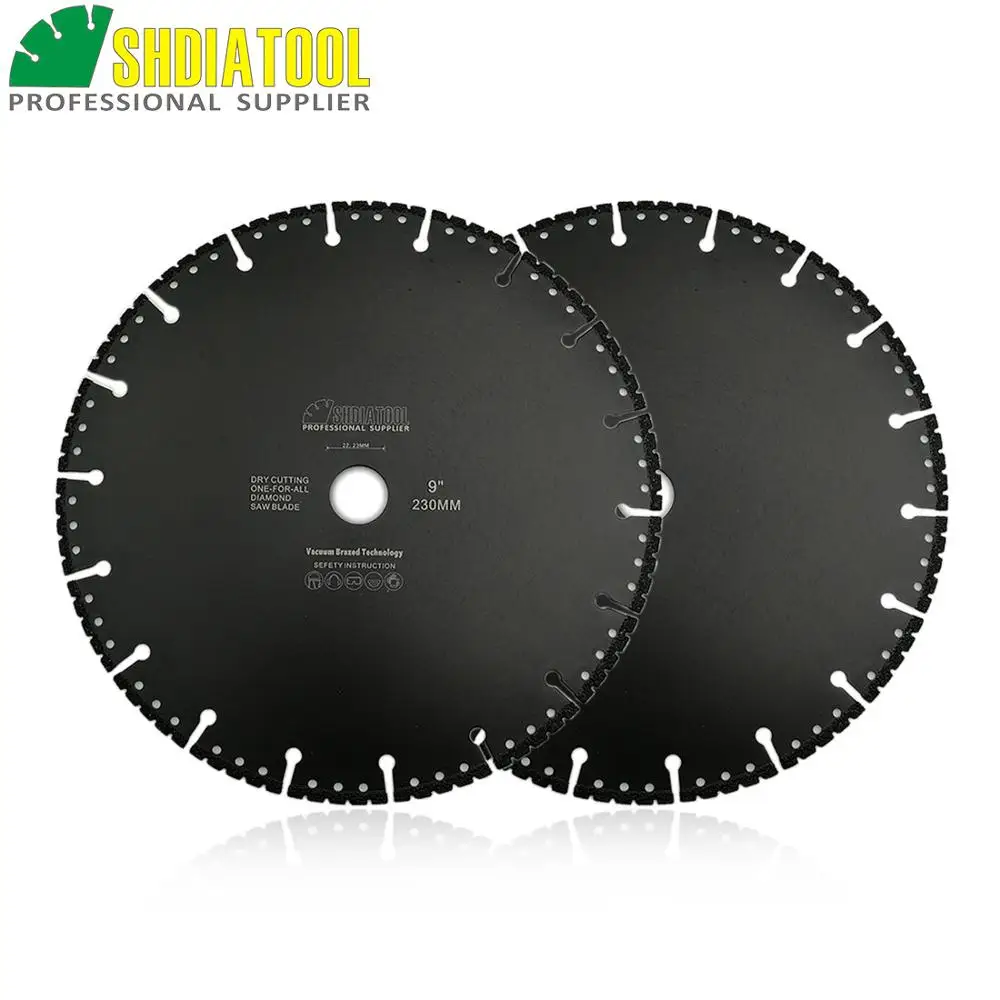 

SHDIATOOL 2pcs 230mm Vacuum Brazed Diamond Blade multi Purpose 9" Demolition Blade cutting Iron Pipe