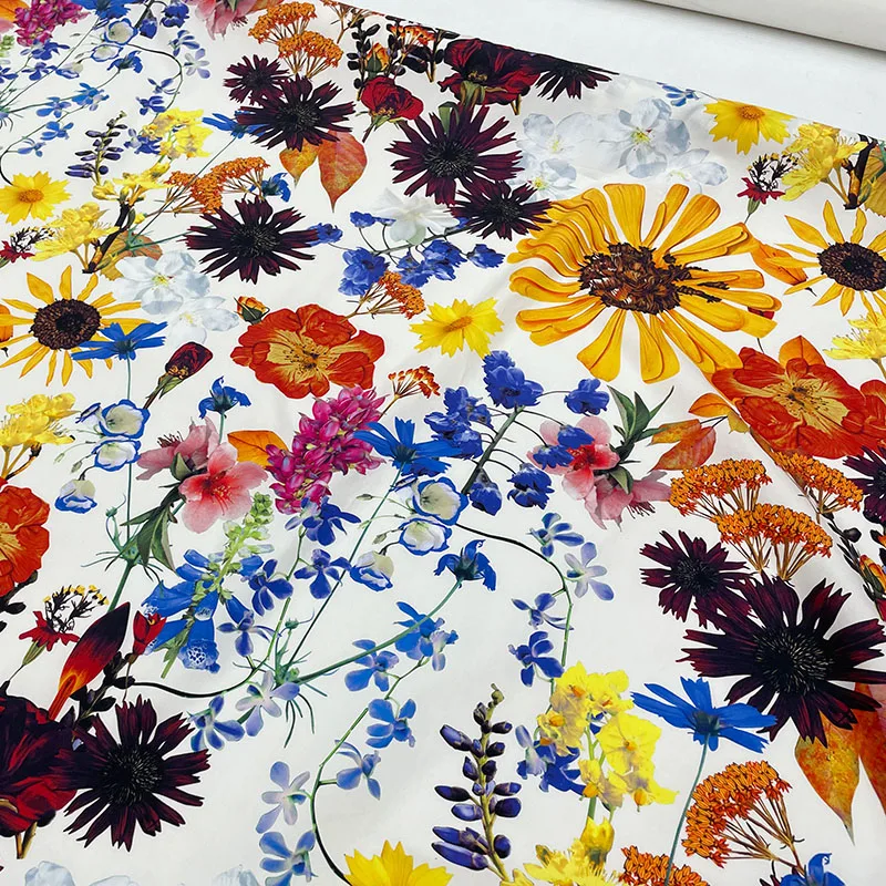 

ColorFul Поплиновая хлопковая ткань с принтом подсолнечника для женского платья, блузки, брюк, ткань «сделай сам», швейный материал
