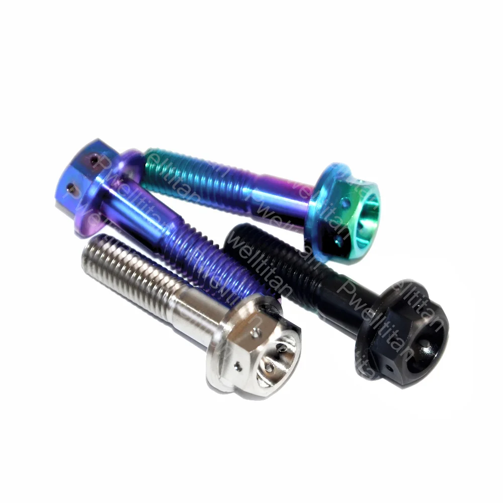 1 PCS M8 Titanium Ti Bolts X 35/40/45mm Motorcycle Modification Disc Brake Hexagon Flange Head Screw Fastener