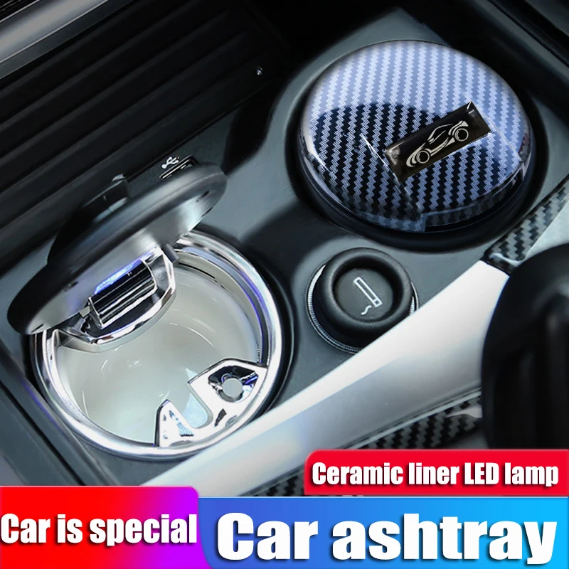 Ashtray For Car Auto Home Creative With Led Light House Trash Can In The Accessories Interior Original Lid Smokeless Super