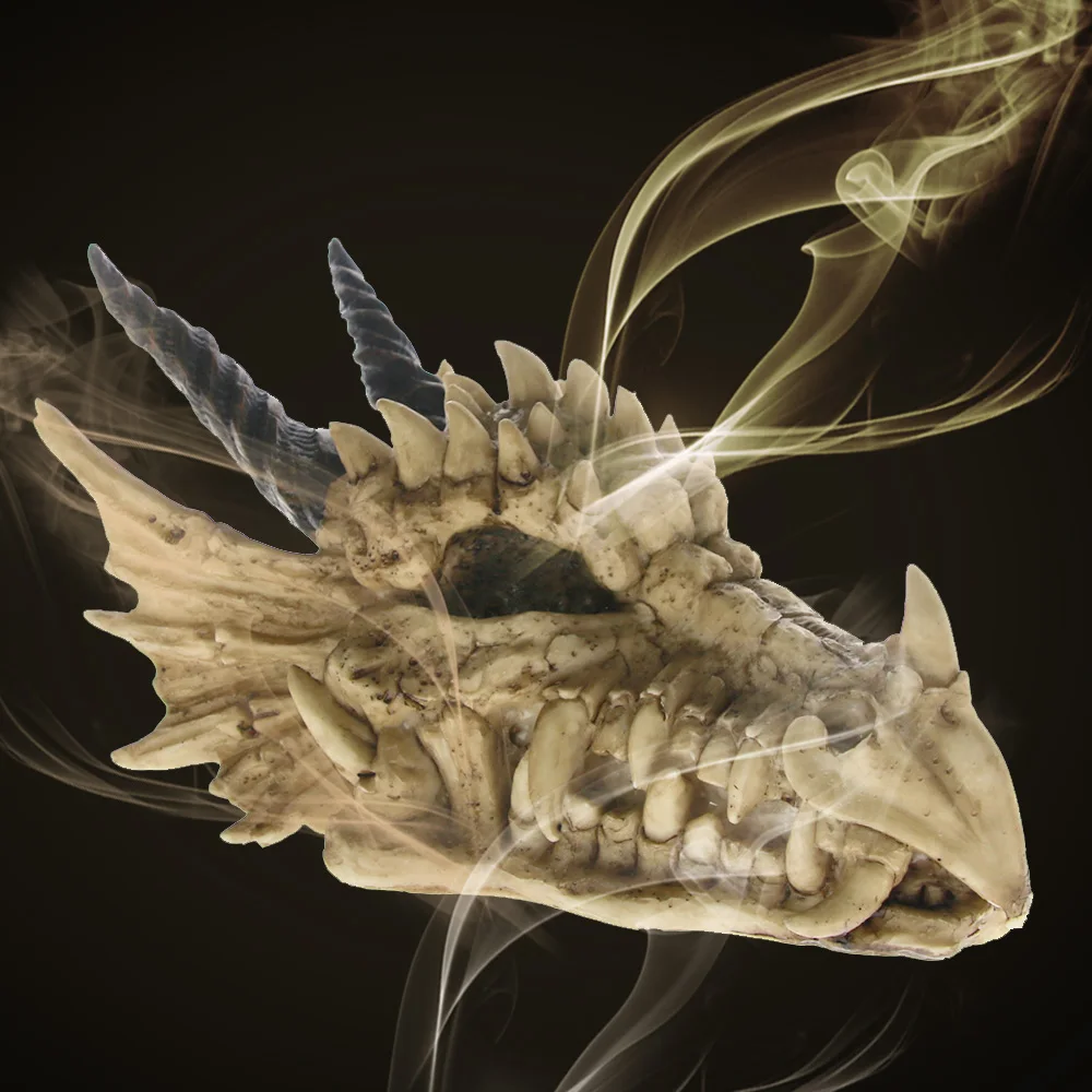 Snarling Magical Dragon Skull Treasure Trinket Box Piggy Bank Medieval Gothic Horned Dragon Skull Sculpture Statue Coin Box - Image 5
