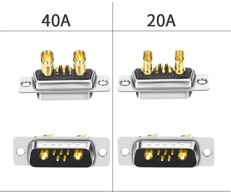 3u banhado a ouro 7w2 cabeça de solda 20a 40a grande corrente DB7-pin conector macho fêmea puro cobre d-tipo plug com cobertura de metal