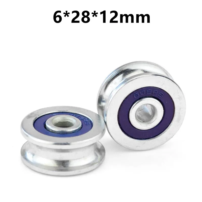 10pcs/50pcs U Groove bearing 4mm Guide Wheel 6*28*12mm Steel Pulley Rope Wire Conductor Roller wheel 6x28x12mm