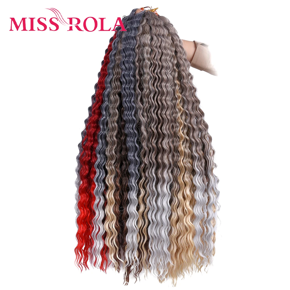 MISS ROLA Synthetic Soft 30 Inch Long Water Wave Crochet Hair Goddess Braiding Hair Natural Wavy Ombre Blonde Hair Extensions