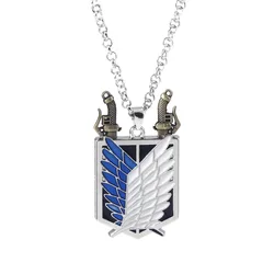 BAECYT Fashion Zinc Alloy Necklace Attack On Titan Detachable Necklaces Liberty Wings Badge Necklace For Women Men Anime Fans