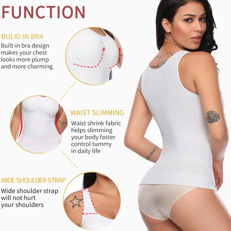 Camisola de compresión acolchada para mujer, moldeador de cuerpo, camisetas sin mangas con Control de barriga, moldeadores adelgazantes, entrenador