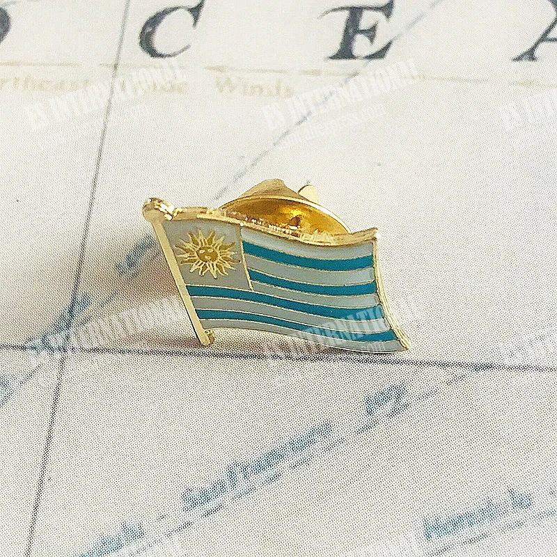 Uruguay National Flag Lapel Pins Crystal Epoxy Metal Enamel Badge Paint Brooch Souvenir Suit  Personality  Commemorative Gifts