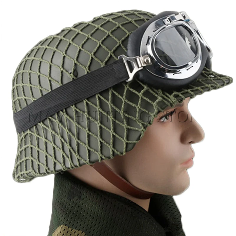 WW2 WWII New Tactical Airsoft German M35 Helmet Luftwaffe Steel Helmet Black Green Helmet Combat Special Force Safety Helmets