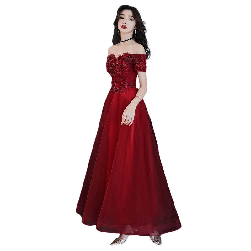 Long Evening Dresses It\'s Yiiya BR254 Elegant Appliques Women Party Gowns Ankle Length Formal Dress Boat Neck Evening Vestido