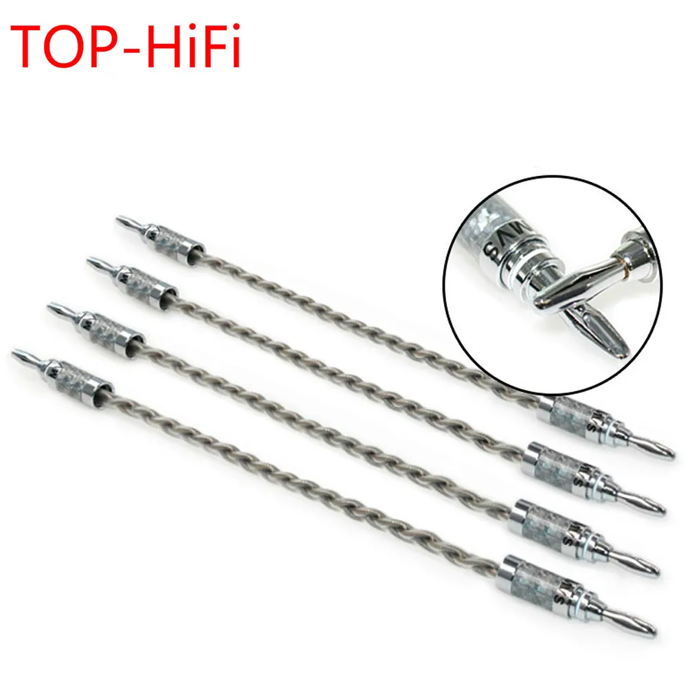 

TOP-HiFi 4Pcs/Lot 20cm Nordost ODIN Audio Jumper Cable Single Crystal Plated Banana Plug Connector Bridge Cable with MVS p-g