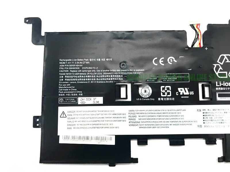 CP Genuine Tablet Battery 00HW006 SB10F46444 7.4V/5400mAh / 27wh For Helix 2 Table Notebook