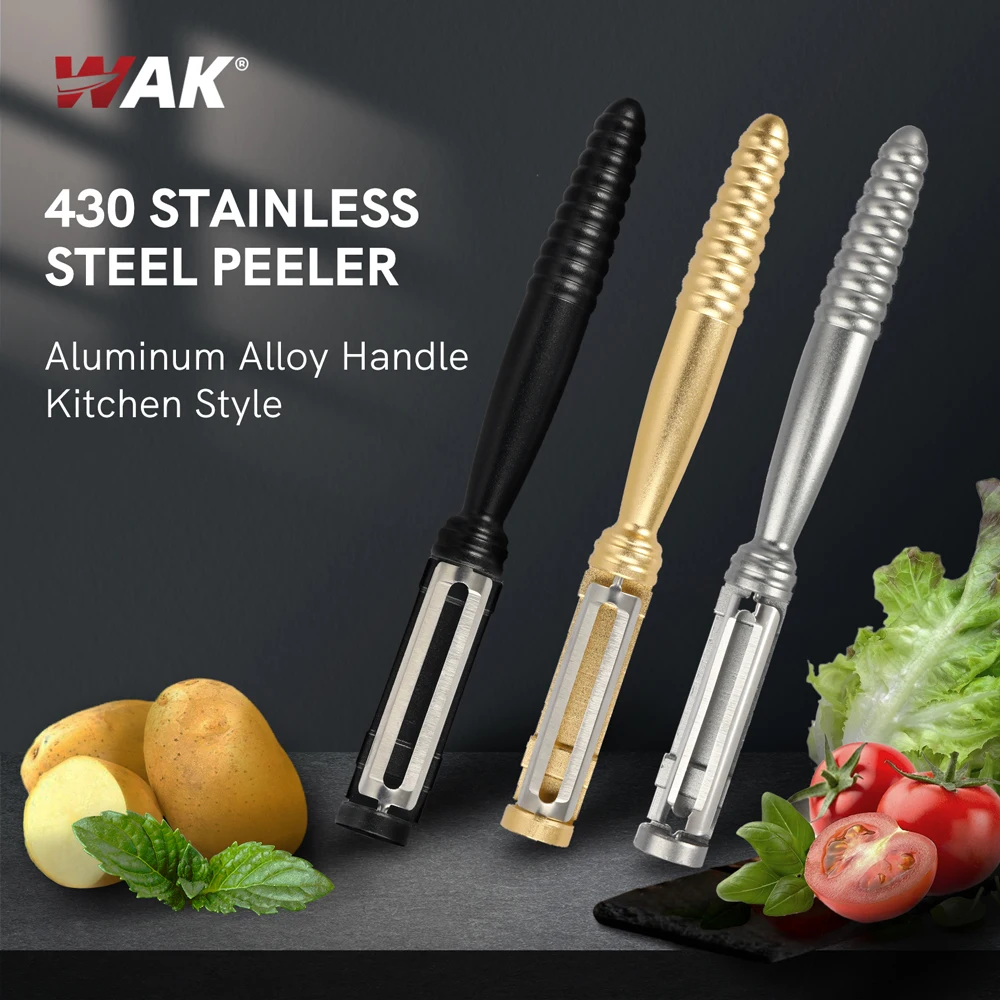 WAK Portable Black Silver Gold Kitchen Potato Apple Paring Tools Aluminum Alloy Handle Kitchen Peeler Blade Fruit Paring Tools