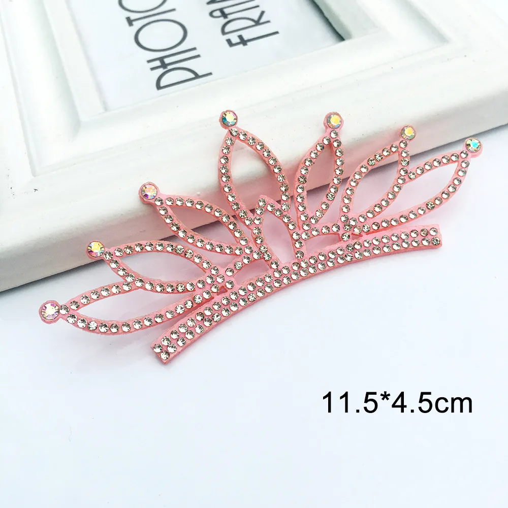 10Pcs/Lot Felt back side Diamond Crown Patches Appliques for DIY headband Headband jewelry Material And  Hair Clip Accessories