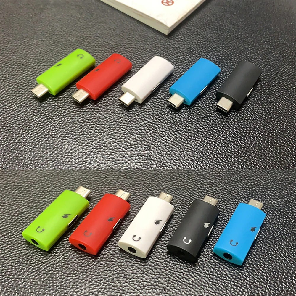 100 قطعة 2 في 1 سماعة جاك محول USB نوع-C إلى 3.5 مللي متر الصوت Aux كابل تهمة تحويل لهواوي/سامسونج