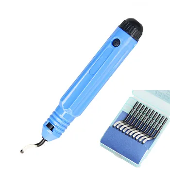 1 مجموعة أدوات مقبض ثابت البلاستيك لدغ سكين جيب NB1100 مكشطة + 10 قطعة BS1010 شفرات التشذيب Neaten Deburring رئيس القاطع