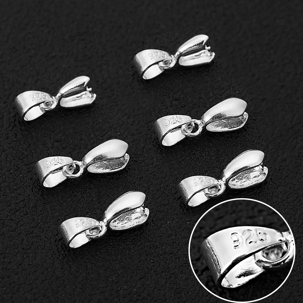 20 unids/lote tamaño S/M/L 925 conector de fianza de plata esterlina colgante de cierre de pellizco para DIY collar colgante collar joyería hacer