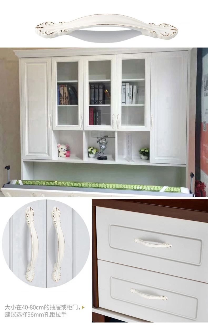 YUTOKO Lvory Weiß Tür Griffe Und Knöpfe Für Schrank Küche Schrank Zink Legierung Möbel Griff Kommode Schublade Schrank Griff – Detail 2