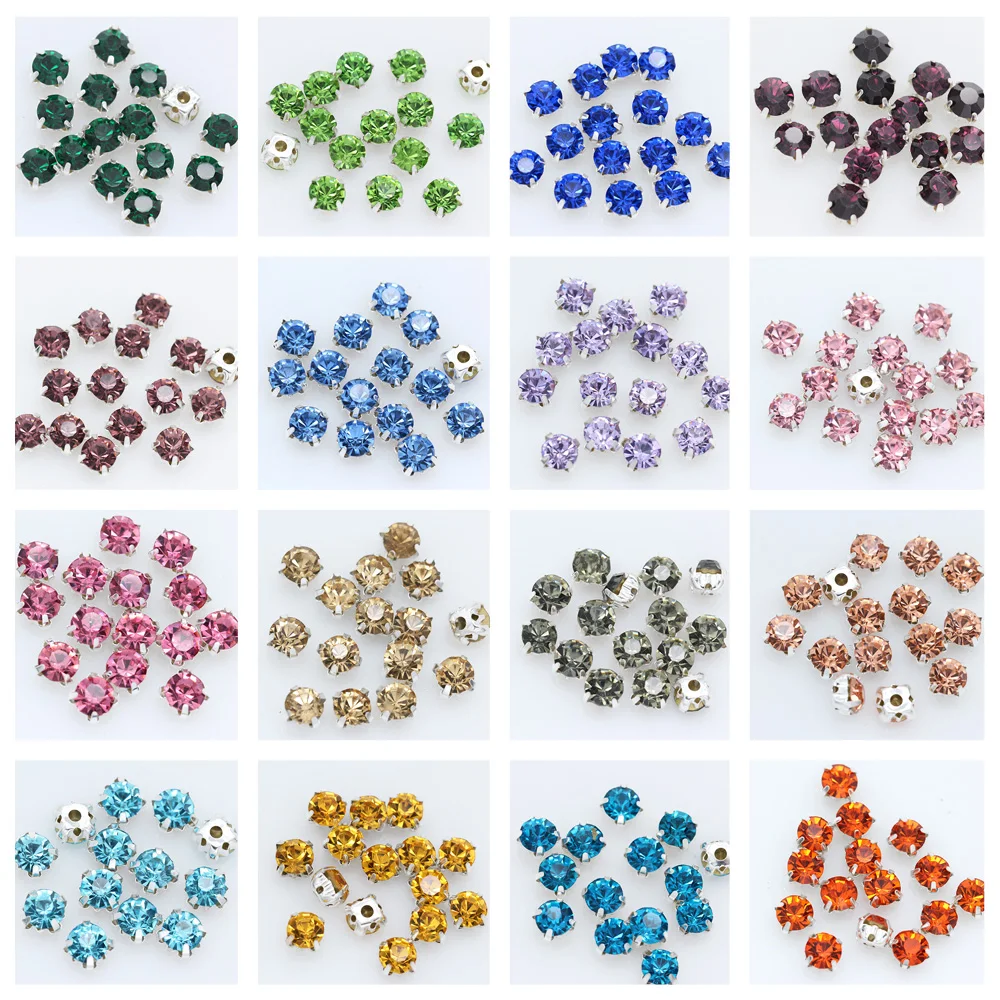 Sell at a loss! ALL COLOR high quality Pink Rose Peacock Blue Glass Crystal Sew on Claw Rhinestones diy Clothing Accessories