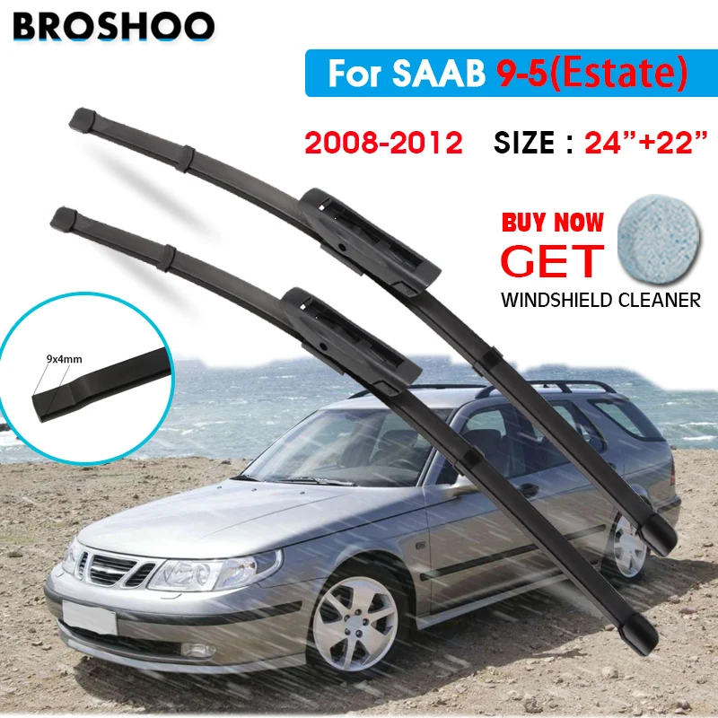 

Car Wiper Blade For Saab 9-5(Estate) 24"+22" 2008-2012 Auto Windscreen Windshield Wipers Blades Window Wash Fit U Hook Arms