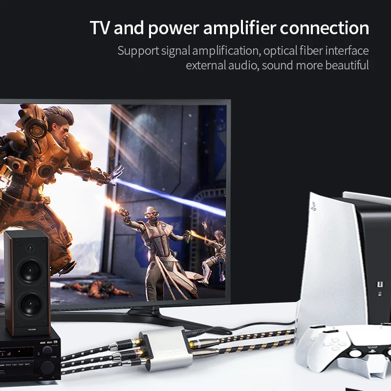 TODN Convertidor de Audio Digital a analógico, amplificador óptico RCA coaxial a L/R, adaptador