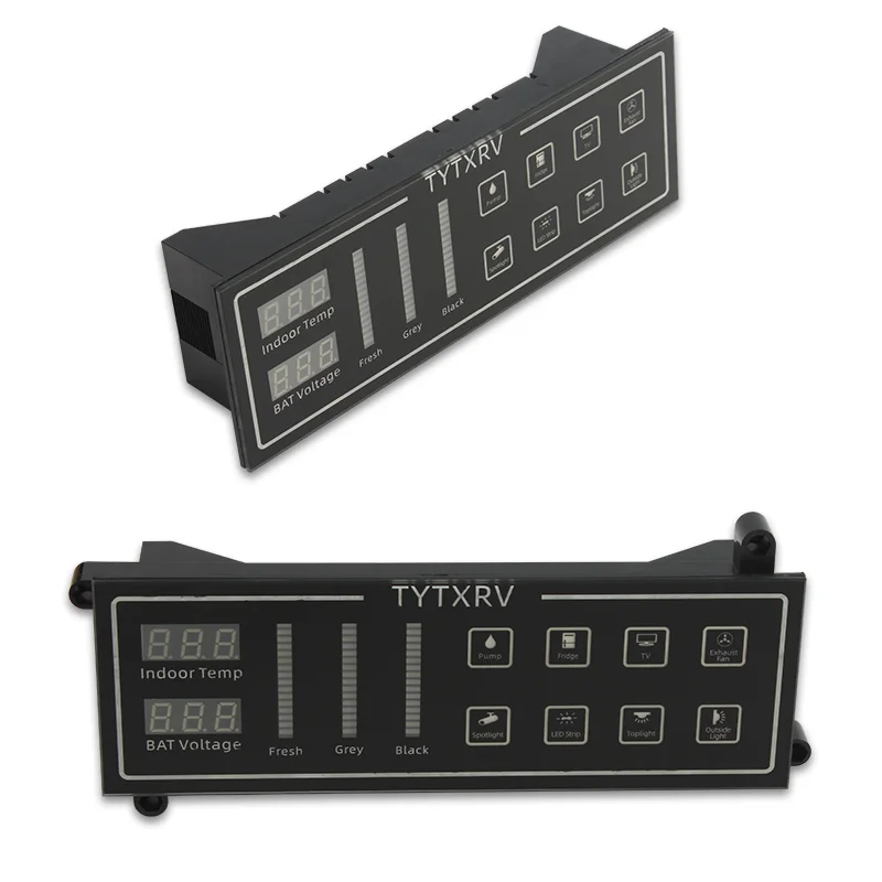 TYTXRV RV Caravan Control Panel With Temperature And Voltage Display 8-Way Switch Control Panel