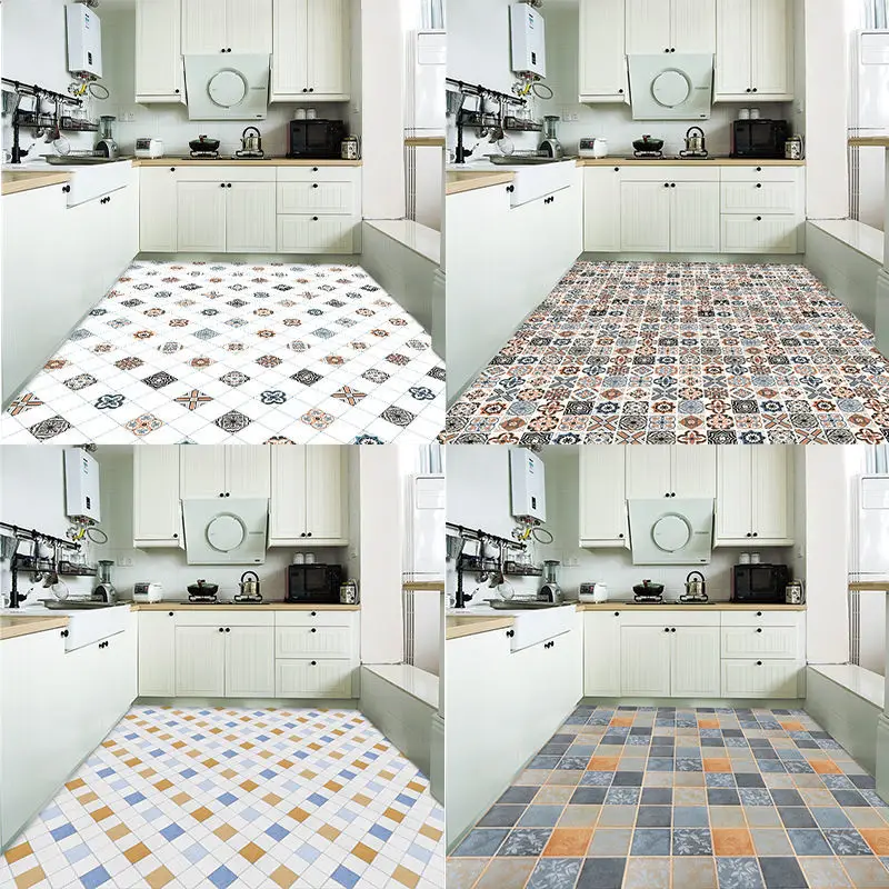 Thicken Bathroom Kitchen Non Slip Floor Tile Sticker Self Adhesive Wallpaper Waterproof Bedroom Living Room Vinyl Floor Stickers