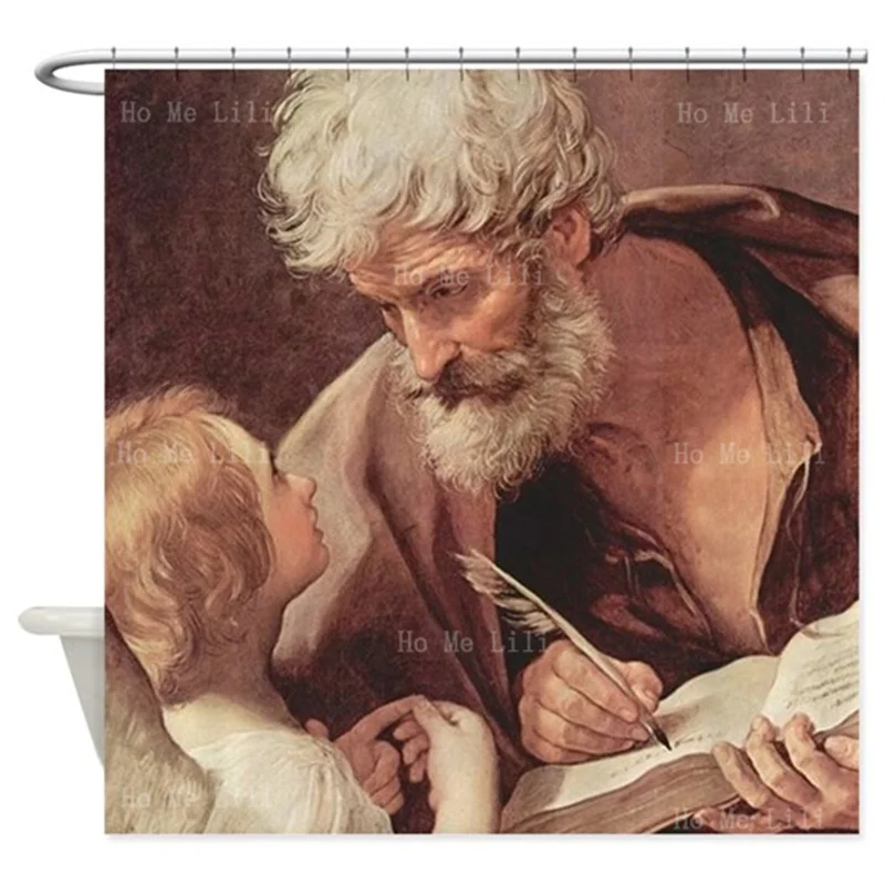 Saint Matthew Feast Day Believer Of Religion The Roman Catholic Eastern Orthodox Church Medieval Angel Flower Shower Curtain