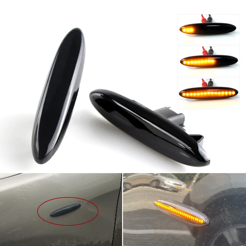 2PCS For TOYOTA Mark X 2004-2009 S18 2003-2008 Led Smoked Dynamic Side Marker Turn Signal Light Error-free decoding